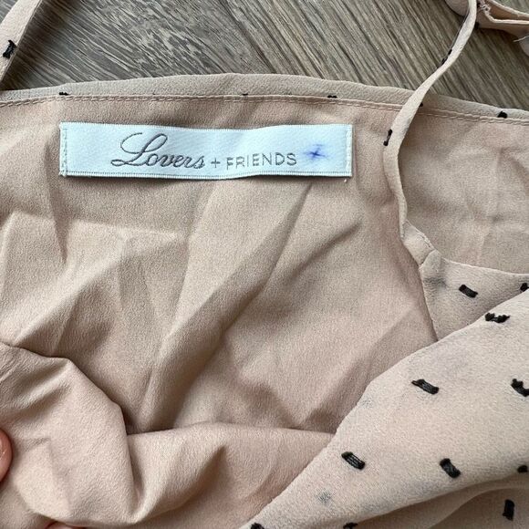 Lovers + Friends Women's Beige Dotted Lines Spaghetti Strap BodySuit Size Small - Picture 2 of 3